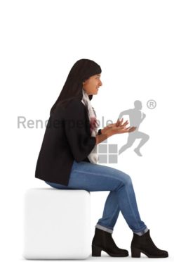 3d people casual, indian 3d woman sitting