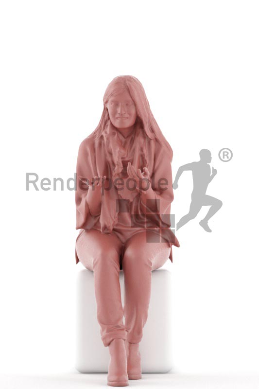 3d people casual, indian 3d woman sitting