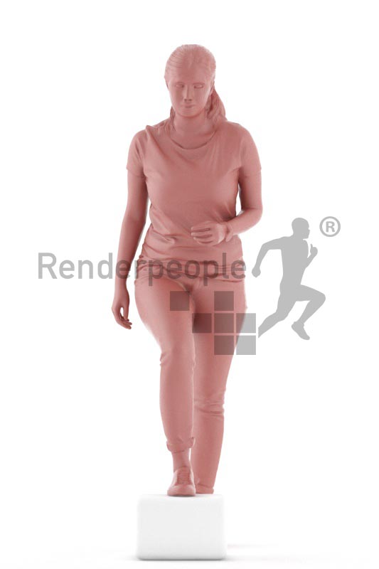 3d people casual, indian 3d woman walking upstairs