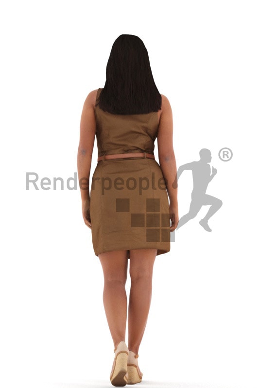 3d people casual, young woman walking
