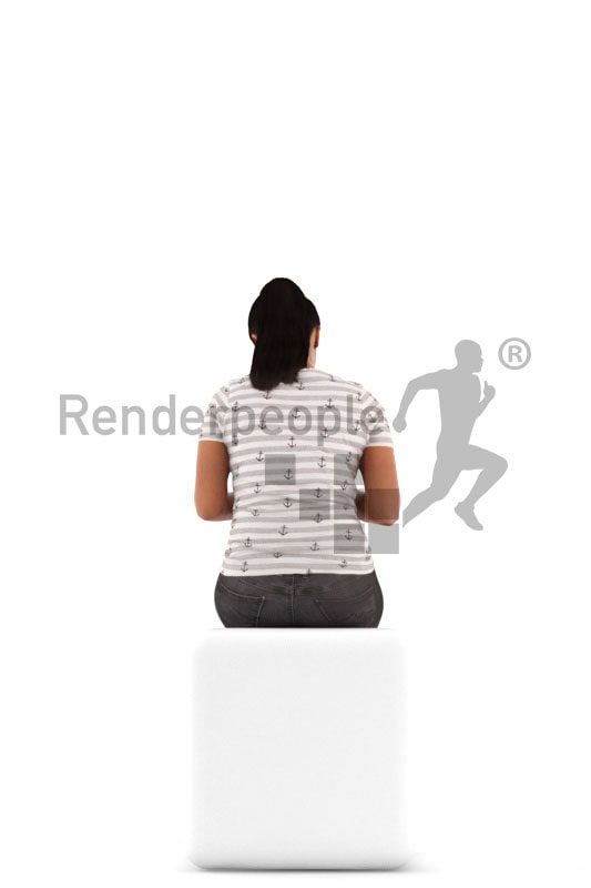 3d people casual, indian 3d woman sitting and texting