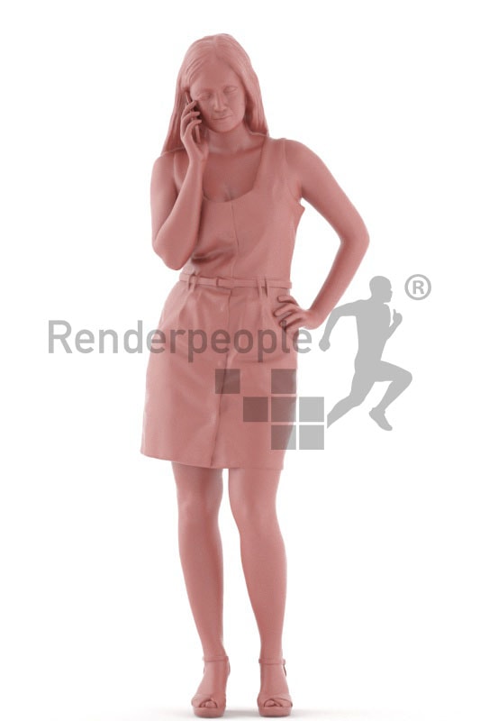3d people casual, indian 3d woman standing and calling