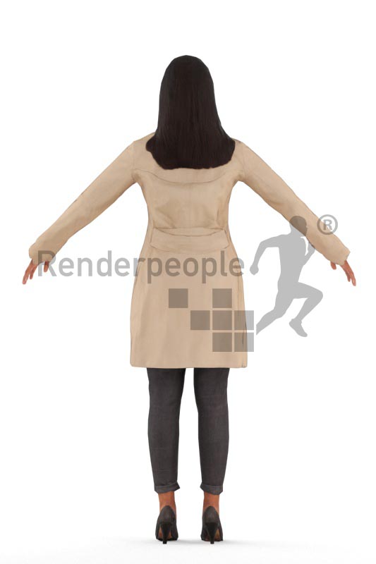 3d people casual, rigged indian woman in A Pose