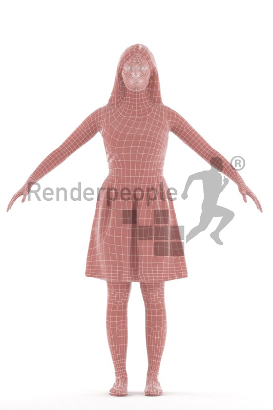 3d people casual, rigged indian woman in A Pose