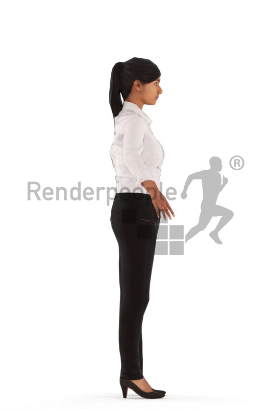 3d people business, rigged indian woman in A Pose