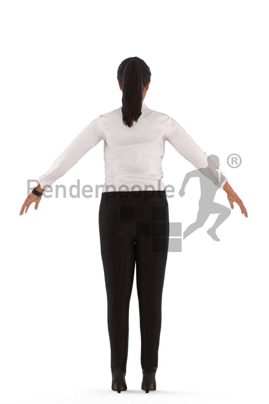 3d people business, rigged indian woman in A Pose