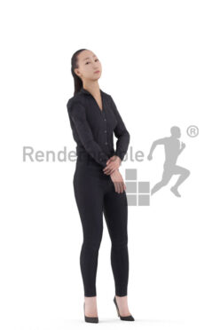 Animated 3D People model for Unreal Engine and Unity – asian woman in business clothes, standing