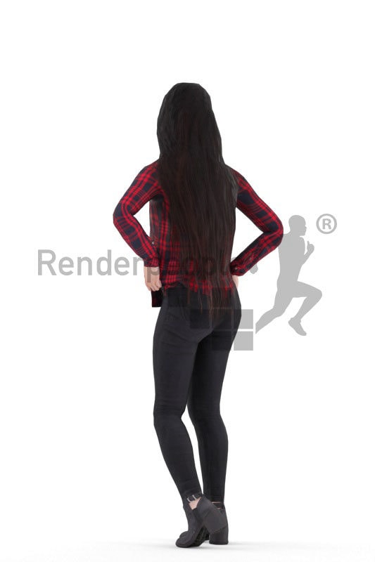Animated 3D People model for Unreal Engine and Unity – asian woman in casual look, standing