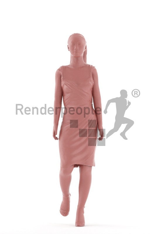 3d people event, asian woman, walking animated