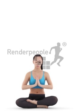 Posed 3D People model by Renderpeople – asian woman in sportswear, doing yoga