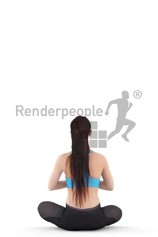 Posed 3D People model by Renderpeople – asian woman in sportswear, doing yoga