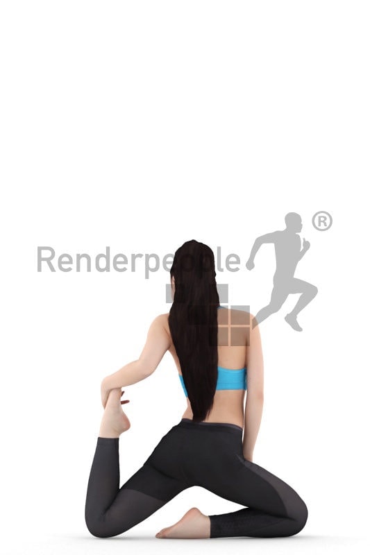 Photorealistic 3D People model by Renderpeople – asian woman with sports clothes doing yoga