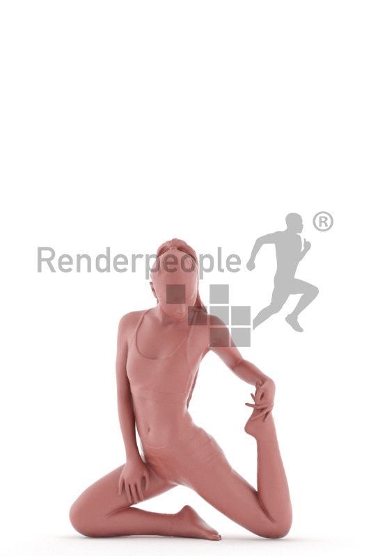 Photorealistic 3D People model by Renderpeople – asian woman with sports clothes doing yoga