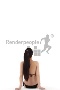 Scanned human 3D model by Renderpeople – asian woman in black bikini sitting
