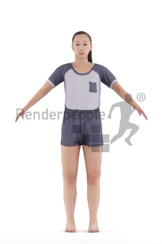 Rigged 3D People model for Maya and Cinema 4D – asian woman in sleep wear