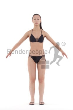 Rigged 3D People model for Maya and Cinema 4D – asian woman in swimm wear