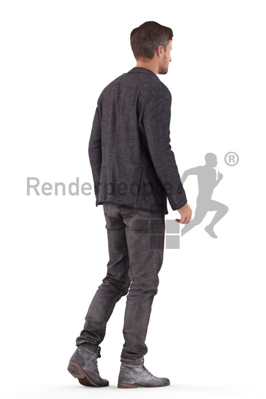 Realistic 3D People model by Renderpeople – white male in smart casual outfit, walking