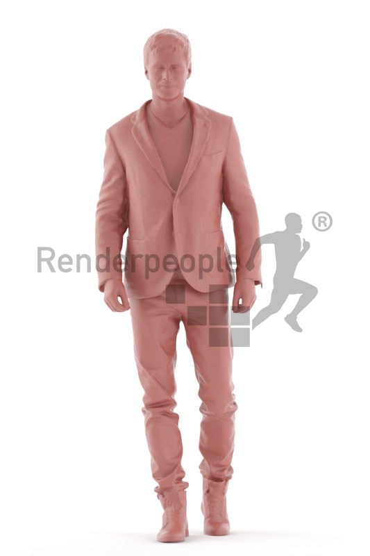 Realistic 3D People model by Renderpeople – white male in smart casual outfit, walking