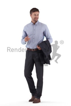 Realistic 3D People model by Renderpeople – european male in business suit, walking