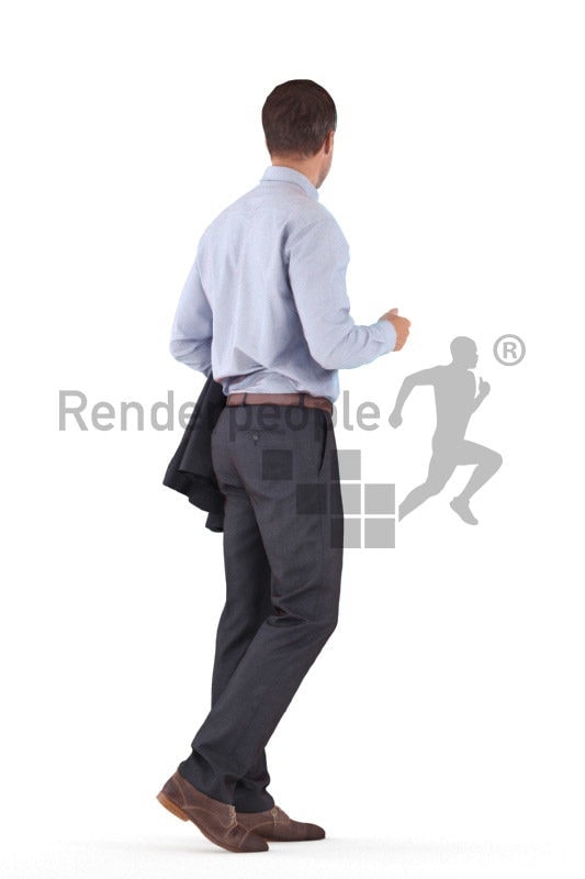 Realistic 3D People model by Renderpeople – european male in business suit, walking