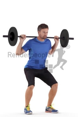 3D People model for 3ds Max and Maya – european man in sports clothing, lifting weights