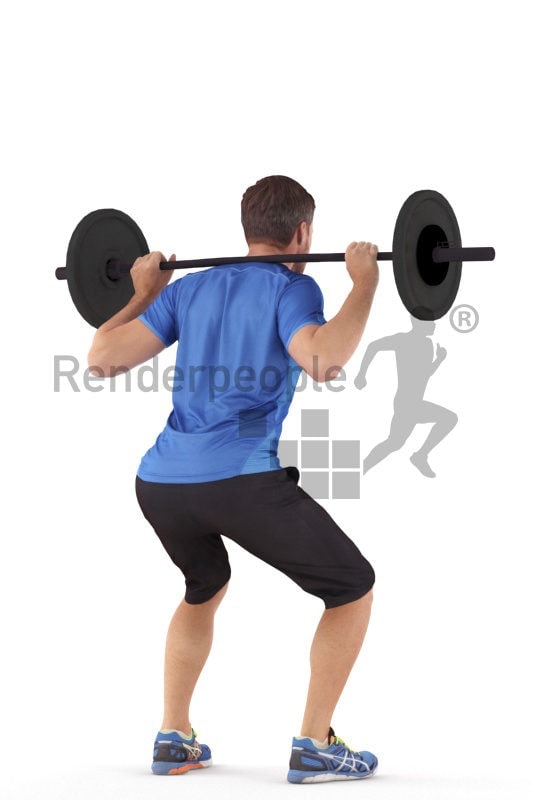 3D People model for 3ds Max and Maya – european man in sports clothing, lifting weights