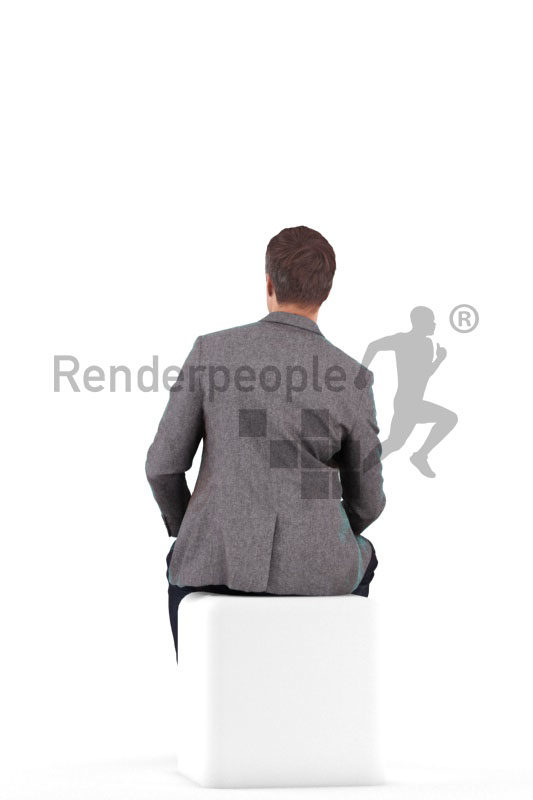 3D People model for 3ds Max and Blender – european man in a smart casual look, sitting
