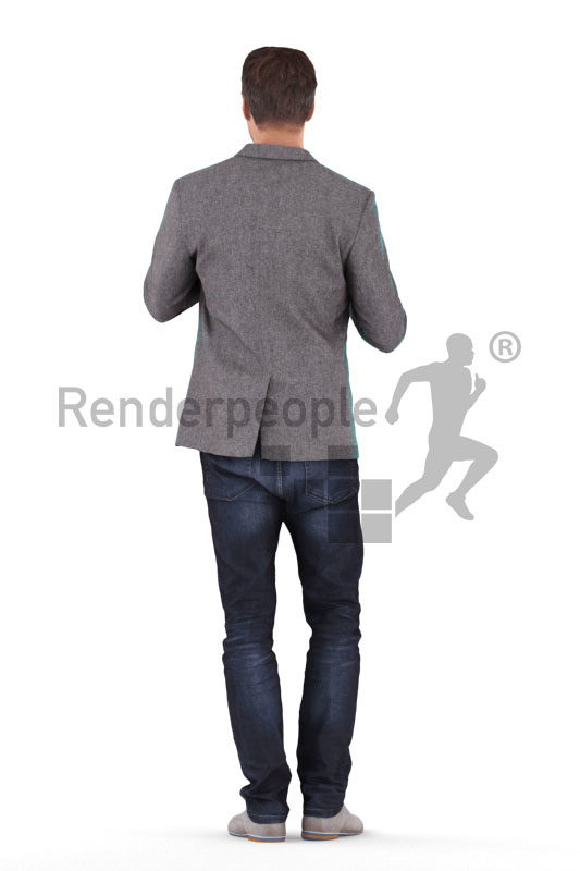 Photorealistic 3D People model by Renderpeople – euroepan male in business suit, moderating, event