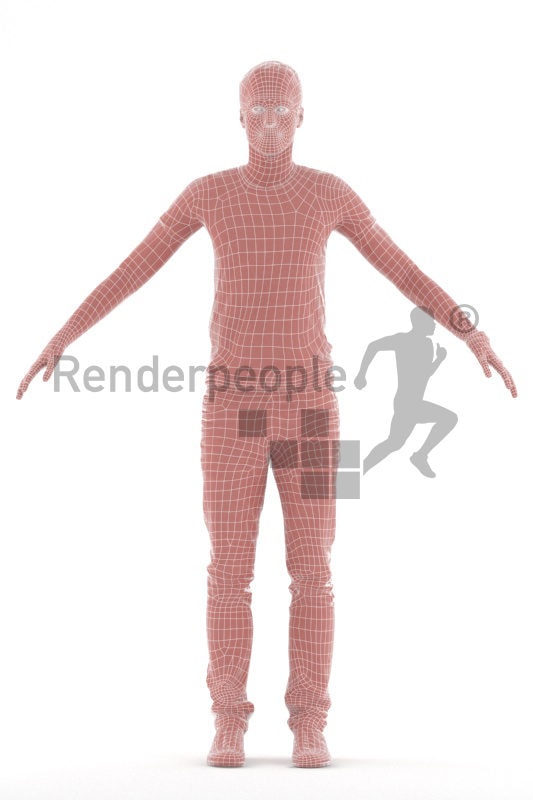 Rigged 3D People model by Renderpeople - european man in daily clothes