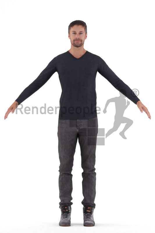 3d people casual, 3d white man rigged