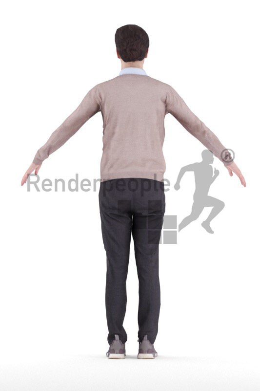 Rigged and retopologized 3D People model – european man in smart casual outfit