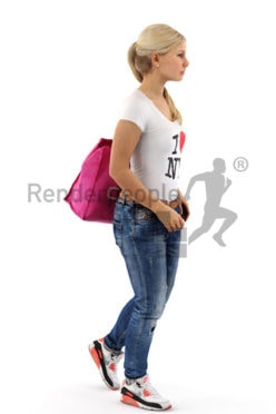 3d people shopping, white 3d woman on shopping tour