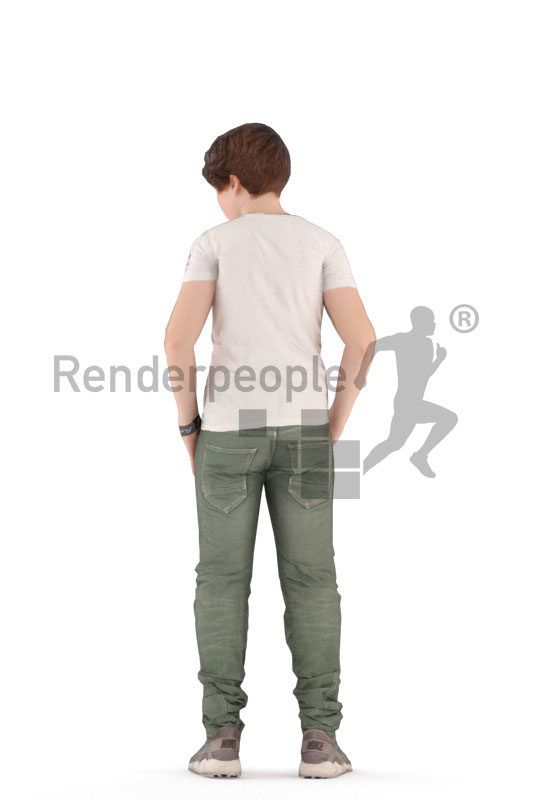 3D People model for animations – european boy/teenager in daily clothes, standing