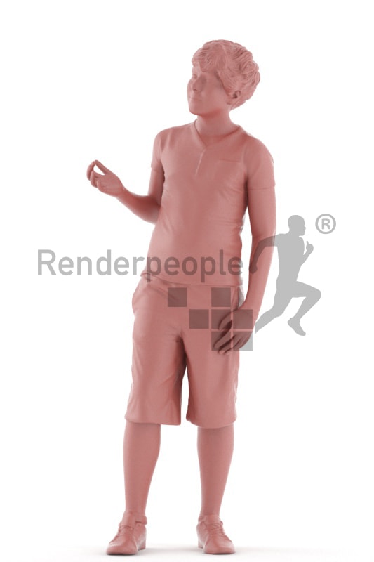 3d people kids, white 3d child standing and discussing
