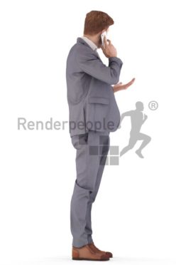 3d people business, young man standing and making a call