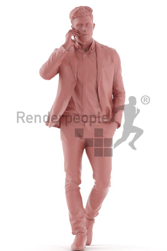3d people business, young man standing searching in his wallet