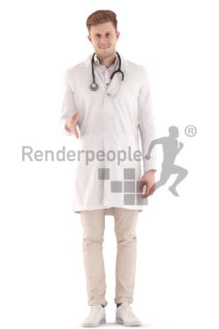 3d people doctor, young man standing and shaking hand