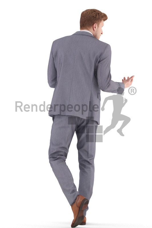3d people business, young man walking and talking