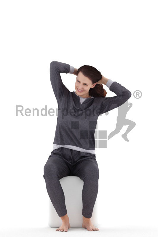 3d people sleepwear, white 3d woman sitting
