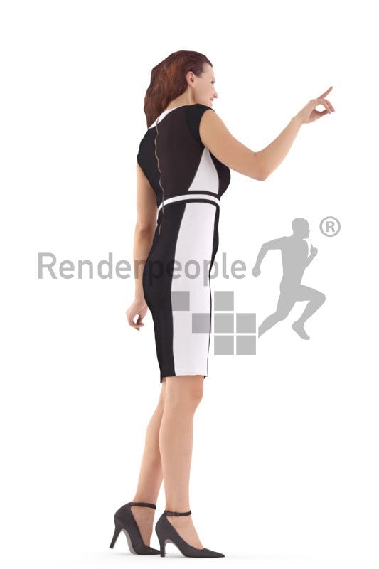 3d people event, white 3d woman standing and pointing