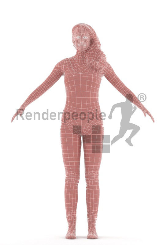 Rigged human 3D model by Renderpeople – european woman in daily look