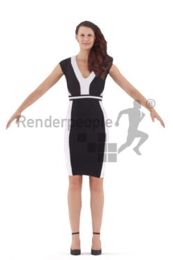 3d people event, white rigged woman in A Pose