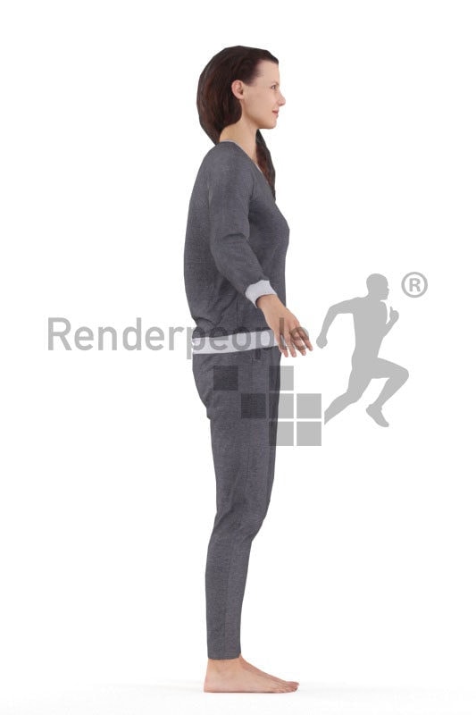 3d people sleepwear, white rigged woman in A Pose