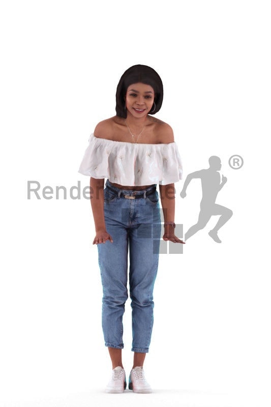 3d people casual, 3d black woman, leaning