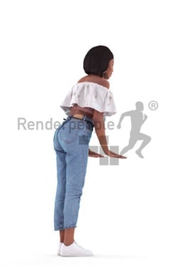 3d people casual, 3d black woman, leaning