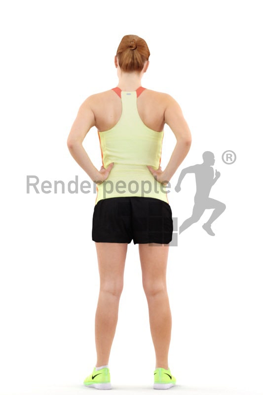 3d people sports, white 3d woman standing in a sports outfit