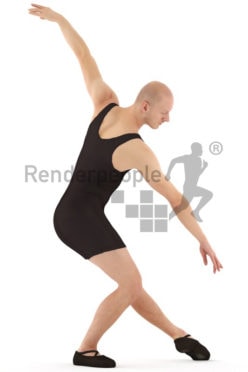 3d people sports, white 3d man doing ballet