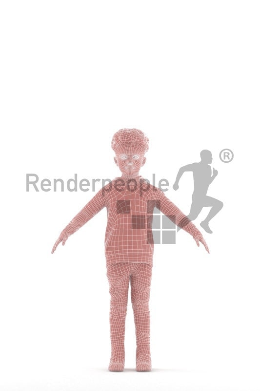 Rigged human 3D model by Renderpeople – black boy, casual