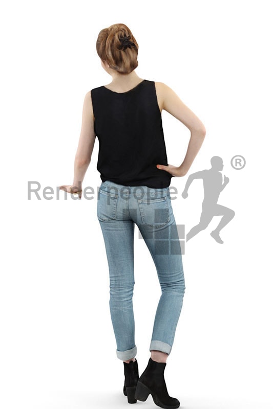 3d people casual, white blond 3d woman standing