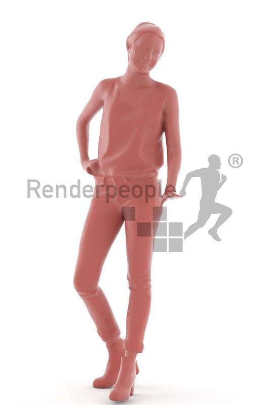 3d people casual, white blond 3d woman standing